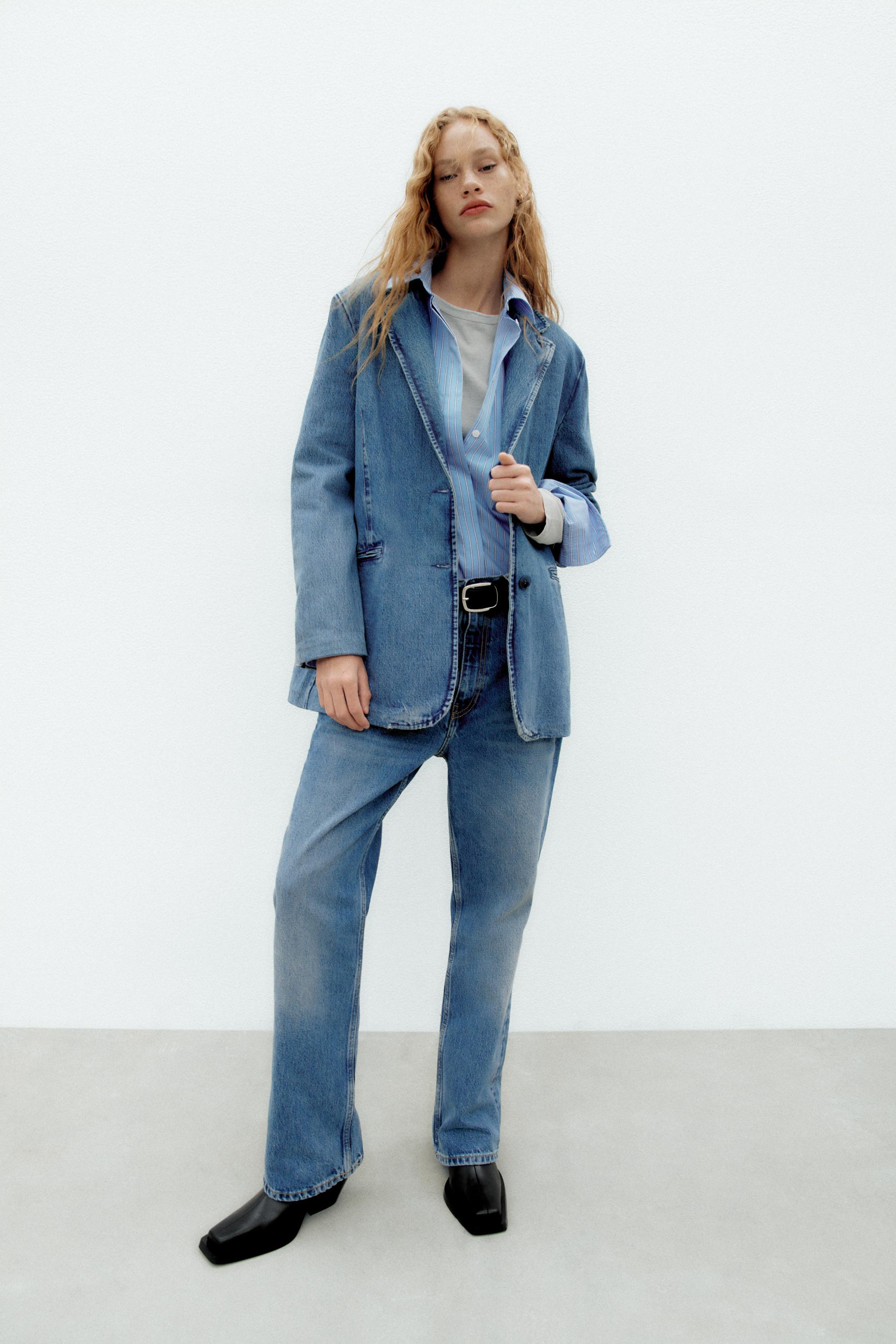 DENIM TRF BLAZER Blue ZARA United States
